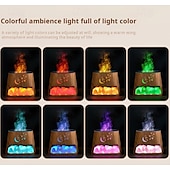 preiswerte Dekorative Lichter-1 Stück Aromatherapie-Maschine aus natürlichem Stein, Luftbefeuchter, buntes Flammen-Atmosphärenlicht mit ätherischem Ölzusatz, hohler Stern, Mond, Salzstein, dekoratives Licht, Fernbedienung, Timing,
