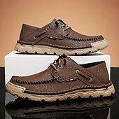 abordables sandales d&#039;extérieur-Baskets d&#039;extérieur pour hommes en cuir marron avec tige en mesh, semelle intérieure coussinée et semelle en caoutchouc durable pour le sport, la randonnée et les aventures actives en plein air