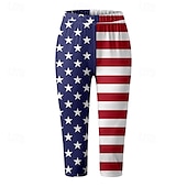 preiswerte Unabhängigkeitstag Hosen-Damen Leggings Anti-Scheuer-Shorts Mode Streetwear Wadenlang Natürliche TaillePantsAmerikanischer Unabhängigkeitstag Amerikanische Flagge Elastischer Bund Atmungsaktiv Bequem Dehnbar Alltagskleidung