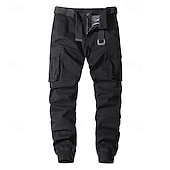 abordables Pantalons Cargo-Homme Pantalons Cargo Pantalons Boutons Taille Élastique Multi-poches Uni Portable Extérieur Quotidien Camping &amp; Randonnée Mode Classique Noir Vert Véronèse