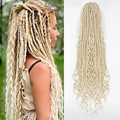 abordables Crocheter les cheveux-Extensions de dreadlocks synthétiques 3 en 1 de 24 pouces, extensions de dreadlocks mixtes de style hippie, 15 brins tressés à la main, extensions de dreadlocks souples à double extrémité, bouclées,