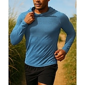 abordables T-shirts et Débardeurs de Course-Homme Sweat à capuche Sweat-shirt Haut de course manche longue T-shirt Respirant Séchage Rapide Léger Élastique Tennis Le golf Course Tenue de sport Tenues de Sport Bleu gris foncé Gris Clair