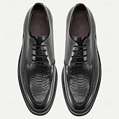 economico Scarpe Eleganti Classiche-scarpe eleganti da uomo in vera pelle di vacchetta nera con motivo coccodrillo – eleganti scarpe formali per lavoro, matrimoni ed eventi speciali