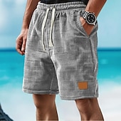 baratos Shorts de moletom-Homens Calções Waffle Shorts de moletom Calção Bermudas Shorts de praia Bolsos Com Cordão Cintura elástica Tecido Conforto Esportes Comprimento do joelho Ao ar livre Diário Férias Estilo Clássico