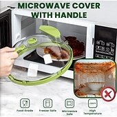 abordables Ustensiles et gadgets de cuisine-Couvercle pour micro-ondes pour aliments, couvercle à vapeur résistant aux hautes températures avec conception à injection d&#039;eau, protection anti-éclaboussures retenant l&#039;humidité pour le chauffage et