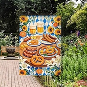 preiswerte Gartenfahnen, Banner-Oktoberfest Gartenflagge Deutsches Bayerisches 12 x 18 Zoll Gartenflaggen kleine Gartenflaggen für draußen Außenfahnen Bierdesign weiß blau kariert Feiertagsgartenflaggen