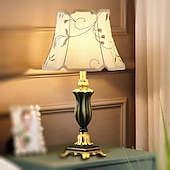 cheap Bedside Lamp-Bedside Lamps Table Lamp Traditional for Living Room 21.26&#039;&#039; Retro Bedroom Lamp Resin with Gray Green Lampshade for Bedside Table Nightlamps