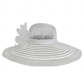 Χαμηλού Κόστους Καπέλα Γιορτής-Καπέλα Λινάρι Ίνα Κλος καπέλο Τύπου bucket Καπελίνα Γάμου Πάρτι Τσαγιού Κομψό Γάμος Με Φιόγκος Κόψιμο Ακουστικό Καπέλα