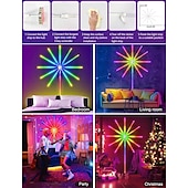 baratos Fitas de Luz Inteligentes-Luzes LED de Fogos de Artifício Inteligentes USB Decorativas para Quarto Luzes LED que Mudam de Cor com Efeito de Explosão Controle Remoto do App da Tira RGB para Halloween