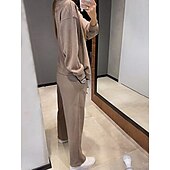 cheap Women&#039;s Blouse Suits-Women&#039;s Fashion Streetwear Daily Pants Sets Long Sleeve V Neck Plain Casual Daily Black Army Green Blue Fall Regular Fit