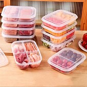 preiswerte Küchen-Aufbewahrung-2 Stück lebensmittelechte Kühlschrank-Aufbewahrungsbehälter, Frischhalteboxen mit mehreren Fächern, verdickter Gefrierschrank-Organizer mit 4 und 6 Abschnitten zum Sortieren von Lebensmitteln in der