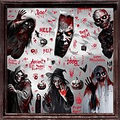 cheap Halloween Stickers-9 Sheets Halloween Window Cling Sticker Decals Decorations Double Side, Grim Reaper Ghost Skeleton Shadow Bat Static Stickers for Store Window Display and Glass Decor
