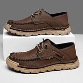 abordables sandales d&#039;extérieur-Baskets d&#039;extérieur pour hommes en cuir marron avec tige en mesh, semelle intérieure coussinée et semelle en caoutchouc durable pour le sport, la randonnée et les aventures actives en plein air