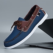 economico Casuale-scarpe da barca da uomo bicolore nere e bianche con design classico allacciato, comode ed eleganti, ideali per gite in spiaggia, abbigliamento casual ed eventi estivi