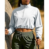 baratos Casacos impermeáveis-Mulheres Moletom com capuz Jaqueta de Trilha Jaqueta esportiva Ao ar livre Proteção Solar Respirável Secagem Rápida Roupas de caminhada Roupas de caminhada Outono Jaqueta Tênis Golfe Corrida Côr