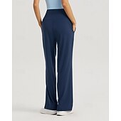 preiswerte Yogahosen &amp; Pumphosen-Damen Fitnesshose Pilates-Hosen Yogahose Mit Taschen Leicht Hohe Taille Fitnessstudio Pilates Zumba Unterteile Einfarbig Schwarz Weiß Dunkelmarine Herbst Sport Sportkleidung Mikroelastisch Lässiger