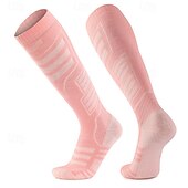 cheap Sports Socks-1 Pair Men&#039;s Women&#039;s merino wool socks Hiking Socks Sports Socks Thermal Warm Breathable Anti Blister Thick Outdoor Over The Calf Patchwork Merino Wool Dark Grey Black Pink for Ski / Snowboard