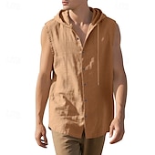 preiswerte Fitness Tank-Tops-Herren Tank Top Weste Unterhemd Ärmelloses Shirt Ärmellos Mit Kapuze Sommer Einfach Mode Designer Basic Knöpfe Urlaub Straße Ausgehen Schwarz Weiß Gelb Top T-Shirt für Herren