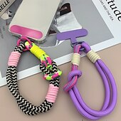 abordables Otras carcasas-Cuerda corta de moda de dos pliegues a juego con colores, cuerda corta de muñeca simple, cuerda colgante de doble capa, firme y resistente, antirroturas y anticaídas, cuerda para colgar teléfonos