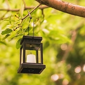 economico Illuminazione vialetto-Lanterne solari da esterno impermeabili da giardino, appese, con fiamma tremolante, a LED, senza candele, luci ad energia solare per decorazioni da giardino, tavolo, ombrellone da patio.