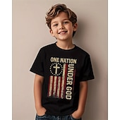 voordelige Jongens 3D Visie &amp; Geometrie-Amerikaanse Onafhankelijkheidsdag Jongens 3D Grafisch Vlag T-shirt Korte mouw Zomer Lente Modieus Basic Kinderen 4-12 jaar Strakke ronde hals Buiten Casual Dagelijks Normale pasvorm