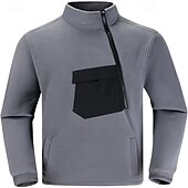baratos camisolas de lã-Homens Moletom com zíper Moletom Zip Moletom de lã Tático Preto Verde Tropa Cinzento Colarinho Clerical Tecido Zip Up Bolso frontal Desportos e Ar livre Casual Diário Roupa de rua Legal Roupa de