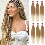 economico Capelli all&#039;uncinetto-Extension per capelli intrecciati biondi pre-allungati, confezione da 6 da 20 pollici, trecce sintetiche con texture morbida yaki, trecce all&#039;uncinetto, pre-allungate, con effetto sfumato, per donne.