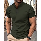 economico Polo classica da uomo-Per uomo Polo con zip a un quarto Maglia da golf Casuale Lavoro Zip a un quarto Manica Corta Essenziale Moderno Semplice Cerniera Estate Vestibilità regolare Bianco Rosa Blu marino Azzurro cielo