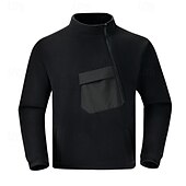 baratos camisolas de lã-Homens Moletom com zíper Moletom Zip Moletom de lã Tático Preto Verde Tropa Cinzento Colarinho Clerical Tecido Zip Up Bolso frontal Desportos e Ar livre Casual Diário Roupa de rua Legal Roupa de
