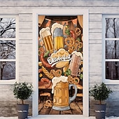 cheap Garage &amp; Door Banners-Oktoberfest Door Decorations German Bavarian Beer Door Covers Door Tapestry Door Curtain Decoration Backdrop Indoor/Outdoor Door Banner for Front Door Office Door