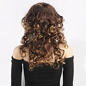 abordables Perruques Synthétiques Sans Bonnet-Perruque Synthétique Ondulé Afro Bouclé Coupe Asymétrique Avec frange Fabriqué à la Machine Perruque 18 pouces A1 Cheveux synthétiques Femmes Classique Confortable Dégradé de couleur Multicolore