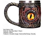 economico Tazze e tazzine-Boccale da birra in acciaio inossidabile con occhio di drago, regalo per l&#039;Oktoberfest, tazza da caffè unica con scolpitura a forma di drago, bicchiere per l&#039;acqua con statua di drago in 3D, boccale creativo in metallo.