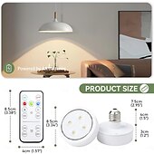 cheap Cabinet Light-Battery Operated Light Bulbs Sets of 2 LED Puck Lights with Remote Control AA Battery Bulb Dimmable E26 Screw in Type for Non Electric Pendant Light and Wall Sconce