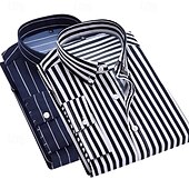 economico Camicie eleganti da uomo-Per uomo Camicia elegante Camicia button-down Camicia a righe Camicia con Colletto A righe Formale Matrimonio Bianco + rosso Bianco + azzurro Blu navy + nero Blu navy + rosso Manica Lunga Tutte le