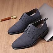 cheap Formal-Men&#039;s Oxfords Brogue Walking British PU Leather Suede Breathable Comfortable Slip Resistant Lace-up Dark Brown Black Blue Fall Winter