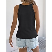 Χαμηλού Κόστους Απλή δεξαμενή-Γυναικεία Πουλόβερ Πουλόβερ γιλέκο Καθημερινό Μαλακή Μονόχρωμες Με βελονάκι Λαιμός Πλεκτό Αμάνικο Κανονικά μπλουζάκια Πλέκω Καθημερινά ΕΞΩΤΕΡΙΚΟΥ ΧΩΡΟΥ Σαββατοκύριακο Μαύρο Λευκό Καλοκαίρι Άνοιξη