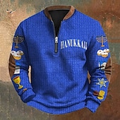 abordables Sudaderas 3D para hombre-Hombre Sudadera Sudadera con un cuarto de cremallera Negro Verde Ejército Azul Real Media cremallera Graphic Bloque de color Letra Deporte Diario Festivos Poliéster Ropa de calle Casual Otoño invierno