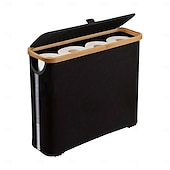 cheap Laundry Bags &amp; Hampers-Toilet Paper Storage Basket with Lid, Bamboo Toilet Paper Storage Holder Stand Organizer for Bathroom, Toilet Paper Storage Box Container with Handle, Toilet Tissue Storage Bin for RV Closet