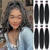 economico Capelli all&#039;uncinetto-Extension per capelli intrecciati biondi pre-allungati, confezione da 6 da 20 pollici, trecce sintetiche con texture morbida yaki, trecce all&#039;uncinetto, pre-allungate, con effetto sfumato, per donne.