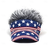 billige Baseballcaps for menn-Herre Visirhatt med piggparykker Falsk hårvisir Parykk menn solhatt Baseballcaps Parykkhatt kaffe Grå Polyester / bomullsblanding Trykt mønster Mote Fritid Daglig Uavhengighetsdagen Amerikansk flagg