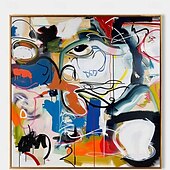cheap Famous Paintings-POP art painting Handmade Pablo Picasso Abstract Oil Painting Bold Color Blocking Expressive Brushstrokes Blue Orange Contrast Dynamic Line Art Modern Living Room Decor Abstract Portrait Artwork