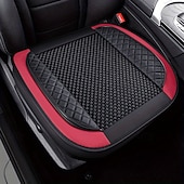 baratos Capas para bancos de automóveis-capa de assento de carro de luxo - almofada de seda preta acolchoada com padrão de diamante respirável &amp;design antiderrapante para conforto no verão, acessórios automotivos duráveis, capas de assento