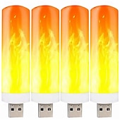 cheap Decorative Lights-4 Pcs simulation flame lamp candle lamp dynamic flame lamp bedside mini Usb atmosphere lamp small night lamp Halloween Christmas decoration lights