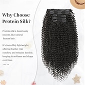 billige Syntetisk hårforlengelse-Krøllete klips i hårextensions urbeauty rosa mango 6 stk proteinsilke kinky krøllete hårextensions klips for svarte kvinner hår mykt naturlig slitesterkt lett lang levetid