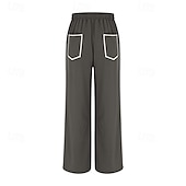 billige brede ben og høy midje-Dame Joggebukser Bukser Rett Fritid Treningsklær Lang Middels midje Lapper Lomme Elastisk snordesign Høyt snitt Pusteevne Myk Mikroelastisk Feriereise Gate Dagligdagstøy Svart Militærgrønn Navybl