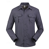 preiswerte Oberteile-Herren Wanderhemd Wanderspitze Cargo-Shirt Langarm Umlegekragen Oberteil Außen Wasserdicht Winddicht Leicht Polyester Dunkelgrau Armeegrün Khaki Laufen Camping / Wandern / Höhlenforschung