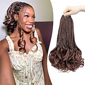 economico Capelli all&#039;uncinetto-Trecce ricce francesi pre-anellate, capelli castani scuri da 12 pollici, all&#039;uncinetto per donne, confezioni da 8 trecce corte all&#039;uncinetto con punte ricce, extension per capelli sintetici 33#