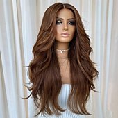 voordelige Pruiken van echt haar, met kanten voorzijde-Remy mensenhaar 5x5 Sluiting 4x13 Sluiting Pruik Gratis deel Braziliaans haar Golvend Bruin Pruik 130% 150% Haardichtheid met babyhaar 100% Maagd lijmloze Pre-geplukt Voor Dames Lang Kanten pruiken