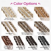 abordables Clip dans les extensions-Lot de 6 extensions de cheveux tressés à clips pour femmes, postiches synthétiques tressés à clips de 14 pouces pour une soirée costumée quotidienne, blond moyen avec des reflets pâles