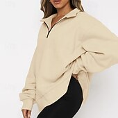 זול הודו ו sweatshirt-בגדי ריקוד נשים אחיד חולצת ספורט תעצור בצד סתיו רבע מיקוד שרוול ארוך בגדי ספורט ומנוחה עמיד לחות וויק טניס גולף ריצה משמש שחור לבן בגדי ספורט לבוש אקטיבי